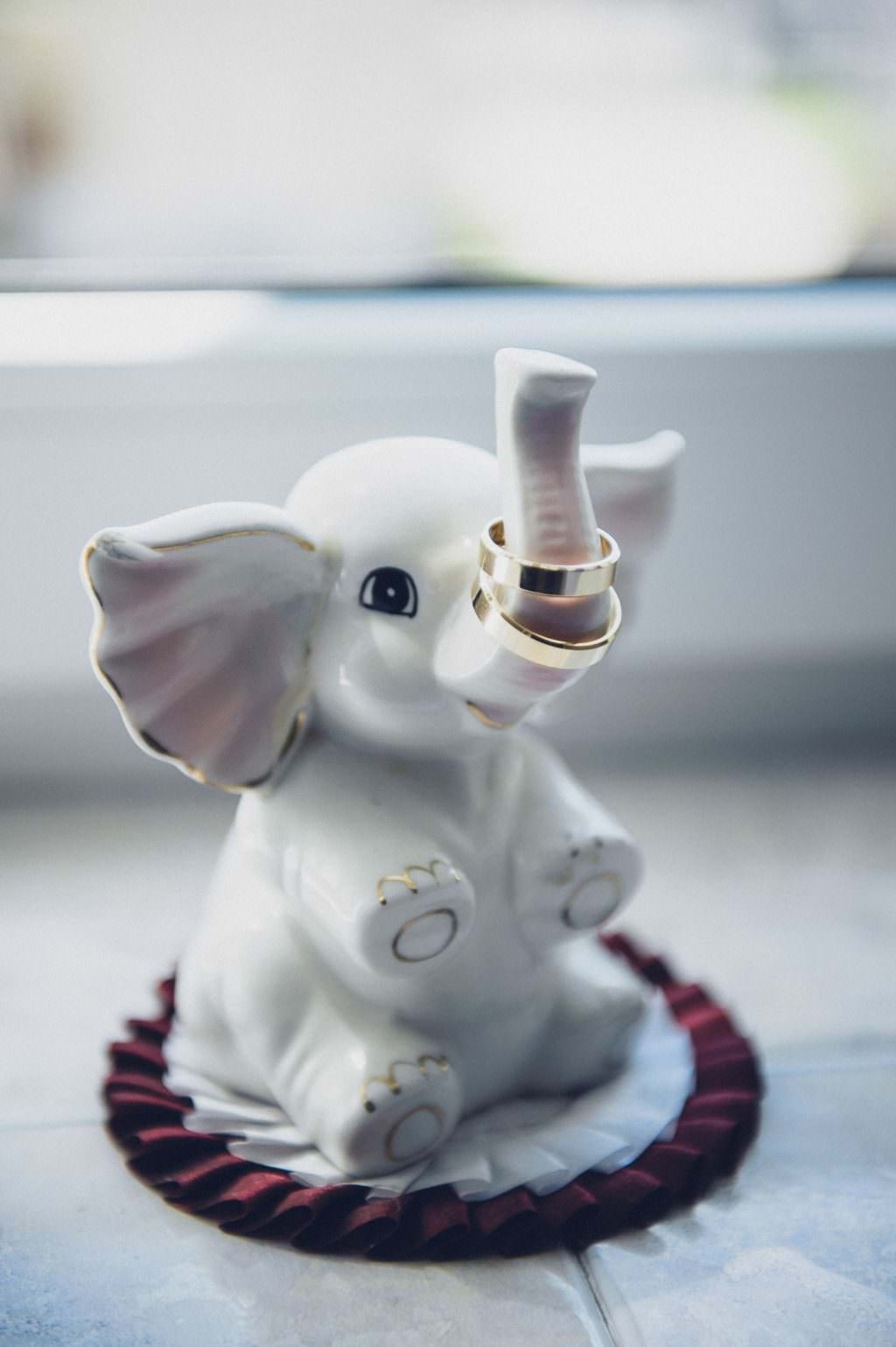 ceramic elephant with rings