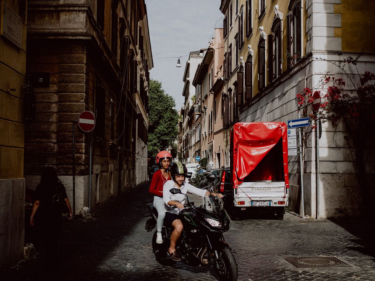 Man and woman on the scooter