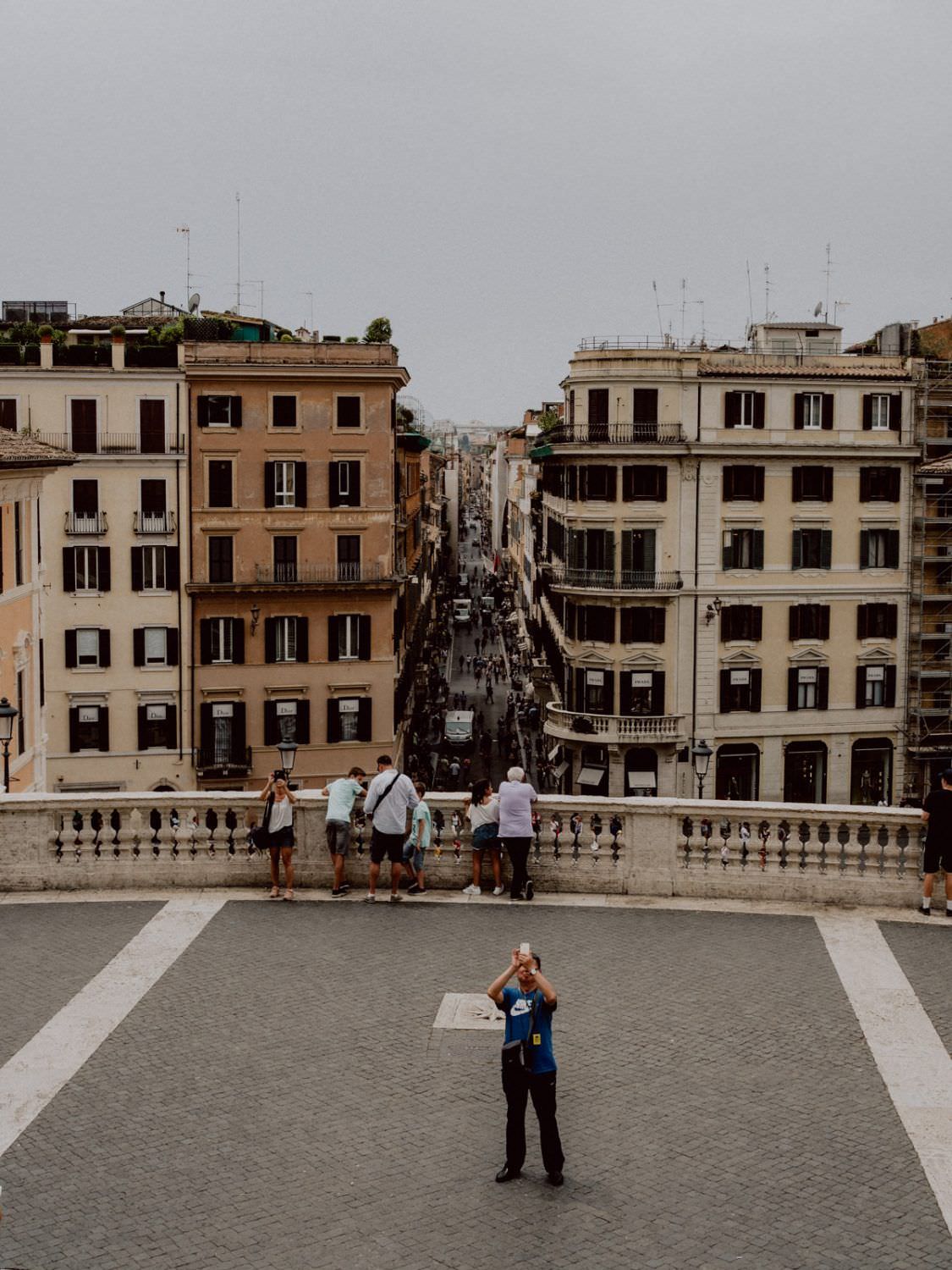 Selfie man on Spanish stairs
